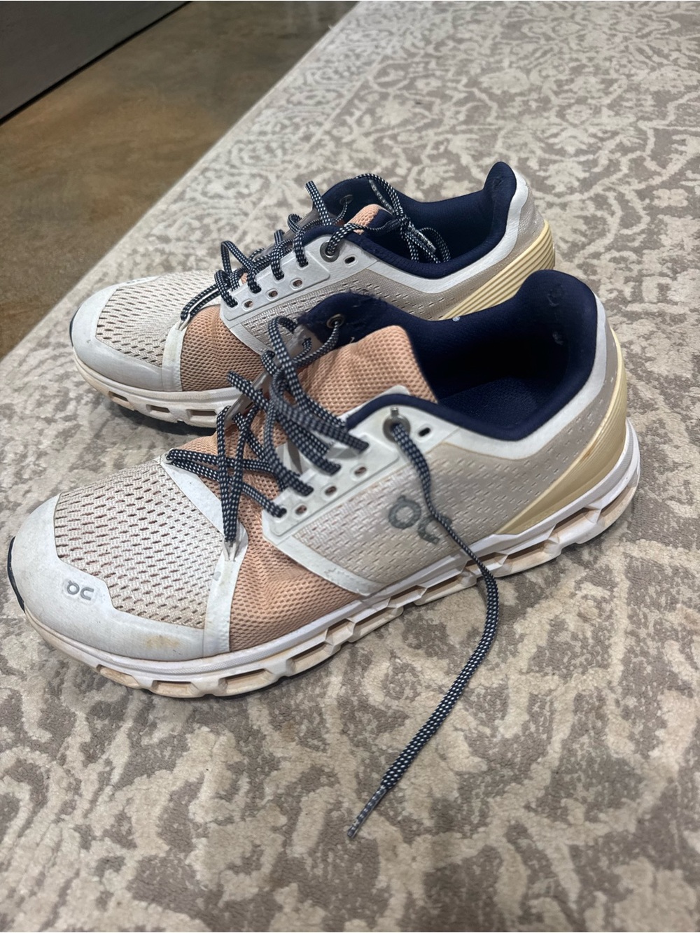 On Women's Neutral Beige Peach Athletic Running Shoes - Lightweight Support - Picture 3 of 5